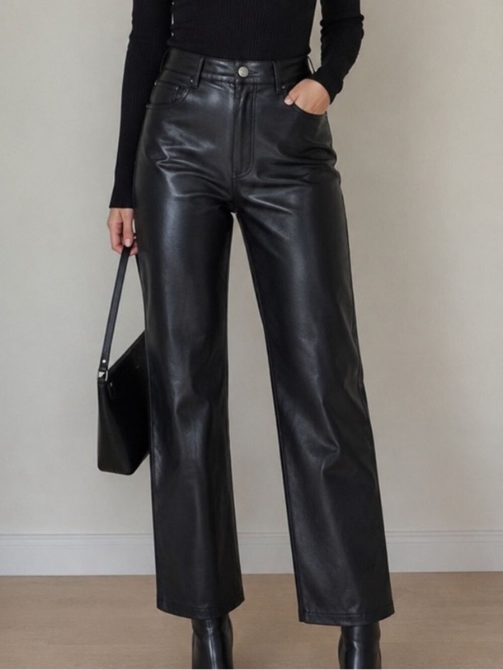 Aritzia x Wilfred The Melina™ Cropped Pant Black Vegan Leather SZ 14